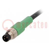 Connection lead; M8; PIN: 3; straight; 3m; plug; 60VAC; 4A; -25÷90°C