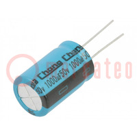 Condensatore: elettrolitico; THT; 1mF; 50VDC; Ø16x25mm; ±20%; 3,01A
