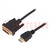 Kabel; HDMI 1.4; DVI-D (18+1) wtyk,HDMI wtyk; 2m; czarny; 30AWG