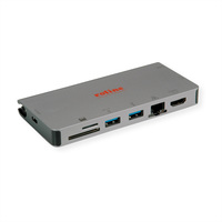 ROLINE USB Type C docking station, HDMI 4K, VGA, 2x USB 3.2 Gen 1, LAN, PD, kaartlezer