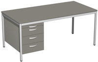 Porto Schreibtisch, 1 Utensilienfach + 3 Schubfächer, HxBxT 720 x 1600 x 800 mm, Platte Onyx | TP1646