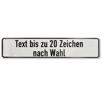 Namenschild mit max. 20 Zeichen Text nach Wahl, Alu geprägt, Größe 52x11 cm