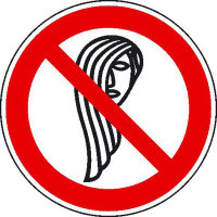 Bedienung mit langen Haaren verboten Verbotsschild - Verbotszeichen selbstkl. Folie, Größe 10cm