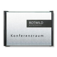 Türschild BOX, Aluminiumrückplatte, 4 mm ESG, Maße (B x H x T): 15,4 x 11,0 x 1,2 cm