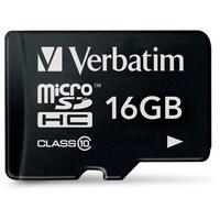 SD MicroSD Card 16GB Verbatim SDHC Premium Class 10 retail