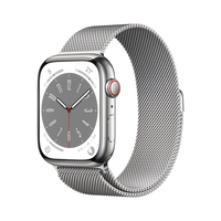 Apple Watch Series 8 OLED 45 mm Cyfrowy 396 x 484 px Ekran dotykowy 4G Srebrny Wi-Fi GPS