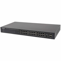 Intellinet 24-Port Gigabit Ethernet PoE+ Web-Managed Switch mit 2 SFP-Ports, 24 x PoE ports, IEEE 802.3at/af Power over Ethernet (PoE+/PoE), 2 x SFP, Endspan, PDM-Funktion, 19" ...