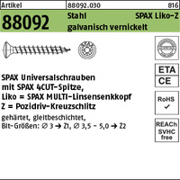 ART 88092 SPAX St. 4 x 30/25 -Z Wellenschliff, gal Ni, LIKO gal Ni VE=S