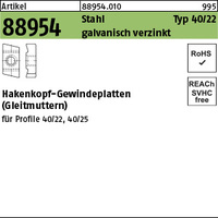 ART 88954 Hakenkopf Gewindeplatte Typ 40/22, M 5 , gal Zn gal Zn VE=S