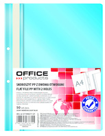 Skoroszyt OFFICE PRODUCTS, PP, A4, 2 otwory, 100/170mikr., wpinany, jasnoniebieski