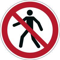 Durable Adhesive ISO "Pedestrians Prohibited" Sign Safety Floor Sticker - 43cm