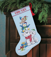Counted Cross Stitch Kit: Stocking: Stack of Critters