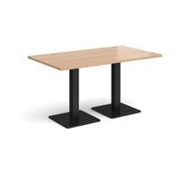 Brescia rectangular dining table with flat square black bases 1400mm x 800mm - b