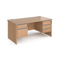 Contract 25 straight desk with 2 and 3 drawer silver pedestals and panel leg 160