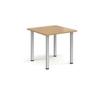 Rectangular silver radial leg meeting table 800mm x 800mm - oak