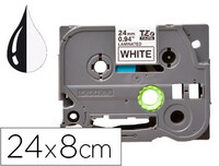 Cinta q-connect tze-251 blanco-negro 24mm longitud 8 mt