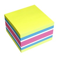 Cubo da 450 ff adesivi fluo assortiti (giallo, blu, rosa, bianco)