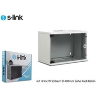 S-Link Rackszekrény - 4U 19" fali kivitel (190x530x400mm, Flatpack, világosszürke)