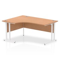 Impulse 1600mm Left Crescent Desk Oak Top White Cantilever Leg MI002844