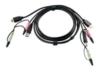 USB HDMI KVM Cable 1.8m 2L-7D02UH, 1.8 m, Black, HDMI, USB A, 2x Audio Plug, HDMI, USB B, 2x Audio Plug, Male/Male KVM Kabel