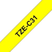 Tape Black on Flu Yellow 12mm TZe-C31, TZ, 8 m, 1 pc(s), Címke szalagok