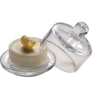 APS Butter Dish in Clear Glass Round Shaped & Machine Washable - 90 x 90 mm