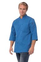 Chef Works Unisex Chefs Jacket with Cloth Covered Buttons in Blue - S