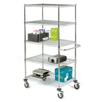 Adjustable chrome wire shelf trolleys, 5 shelves - shelf L x W x 915 x 457mm