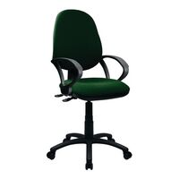 Three lever operator office chair, with fixed arms, green