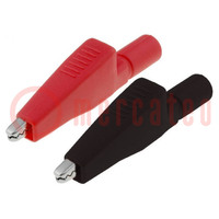 Crocodile clip; 5A; red and black; Socket size: 4mm