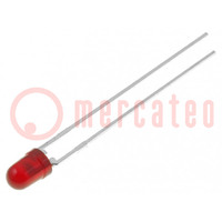 LED; 3mm; red; 2mcd; 50°; Front: convex; 1.7÷2V; No.of term: 2