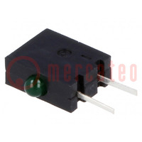 LED; horizontal,in housing; green; 1.8mm; No.of diodes: 1; 20mA