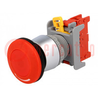 Switch: emergency stop; 22mm; Stabl.pos: 2; NC; red; none; 3A/230VAC
