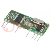 Module: RF; AM receiver; AM,ASK; 433.92MHz; -114dBm; 5VDC; 7.5mA