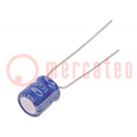 Kondensator: elektrolytisch; THT; 100uF; 16VDC; Ø6,3x7mm; ±20%