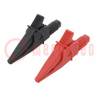 Crocodile clip; 20A; black,red; max.39mm; 1kV