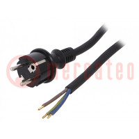 Kabel; 3x2,5mm2; CEE 7/7 (E/F) stekker,draden,SCHUKO stekker