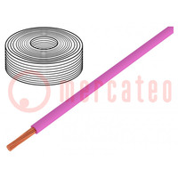 Wire; LiY; stranded; Cu; 0.14mm2; PVC; pink; 500V; 500m; Class: 5