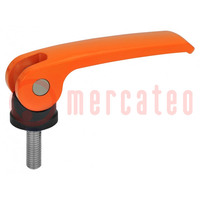 Lever; clamping; Thread len: 60mm; Lever length: 82mm; Body: orange