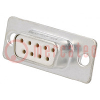 D-Sub; PIN: 9; socket; female; for panel mounting; straight; 5A