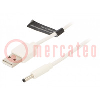 Cavo; USB A spina,DC 3,5/1,35 spina; bianco; 1,5m; Filo: Cu