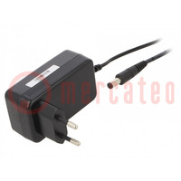 Power supply: switching; mains,plug; 24VDC; 1A; 24W; Plug: EU; black