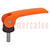 Lever; clamping; Thread len: 16mm; Lever length: 63mm; Body: orange
