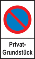 Parkplatzschild - Eingeschränktes Haltverbot, Privat-Grundstück, Rot/Blau