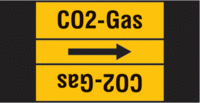 Rohrmarkierungsband ohne Gefahrenpiktogramm - CO2, Gelb/Schwarz, 6.5 x 12.7 cm