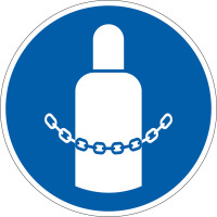 Gebotsschild, Gasflaschen sichern, Folie, (Durchm.): 10,0 cm DIN EN ISO 7010 DIN EN ISO 7010 M046