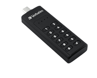 Verbatim Keypad Secure - USB-3.0-Stick 64 GB - Datenspeicher mit Passwortschutz, inkl. USB-A zu USB-A-Verlängerungskabel - Schwarz