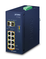 PLANET IP30 Ind 8-P 10/100/1000T Nie zarządzany Gigabit Ethernet (10/100/1000) Obsługa PoE Niebieski