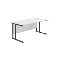 Jemini Rectangular Double Upright Cantilever Desk 1800x800x730mm White/Black KF820307