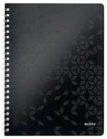 LEITZ Cahier spiralé WOW 21x29,7cm, 160 pages 5x5. Couverture souple polypropylène. Coloris Noir